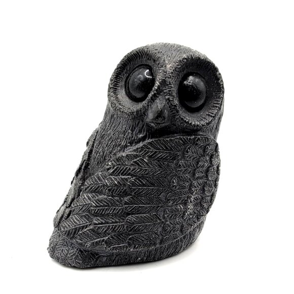 Wolf Original Owl Handcrafted Sculpture Figurine Canada Signed Stone/Resin - Picture 1 of 8